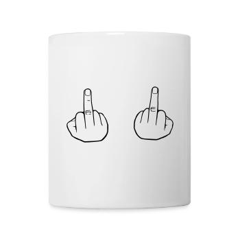 Mittelfinger, doppelter Stinkefinger - Tasse - Weiß - Vorne