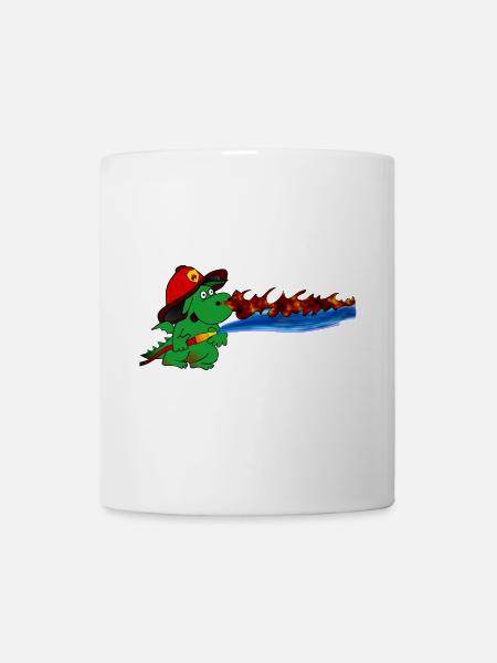 Feuerdrache Feuerwehrheld Geschenk - Tasse - Weiß