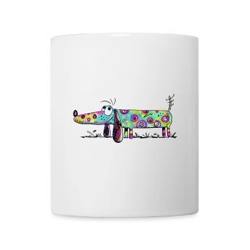Kunterbunter Dackel - Dachshund - Kunst - Fun - Tasse - Weiß - Vorne