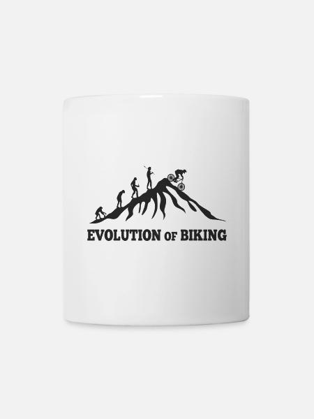 Evolution of Biking Downhill Entstehung - Tasse - Weiß