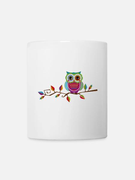 Owl sitting on a branch - Mug - white