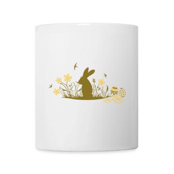 Easter bunny with Easter Eggs and flowers - Mug - white - Front