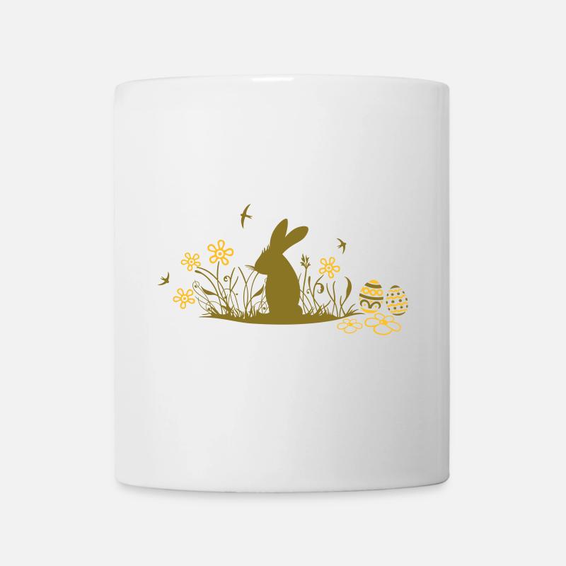 Easter bunny with Easter Eggs and flowers - Mug - white