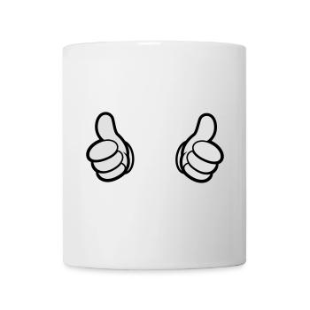 Comic Daumen, Style, Doppel Daumen,i bims - Tasse - Weiß - Vorne