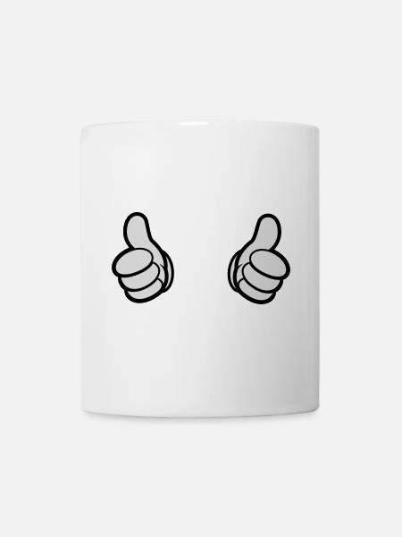 Comic Daumen, Style, Doppel Daumen,i bims - Tasse - Weiß