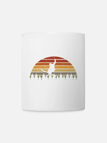 T-shirt rétro de Snowboardeur Sunset dans Pines - Mug blanc - blanc