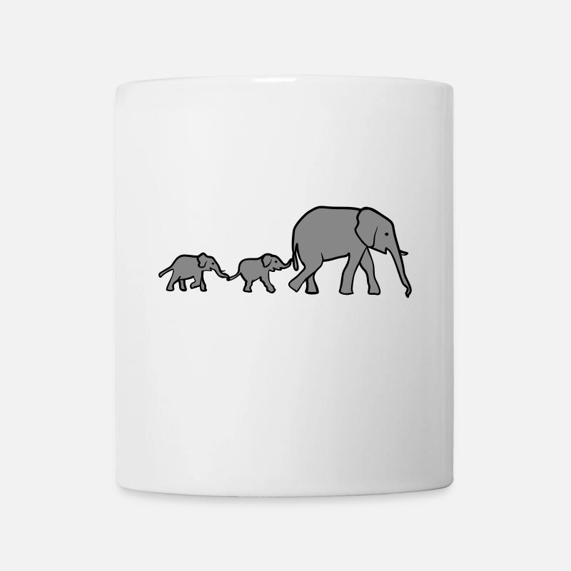 Elefanten Mutter und Junge, Elefantenfamilie - Tasse - Weiß