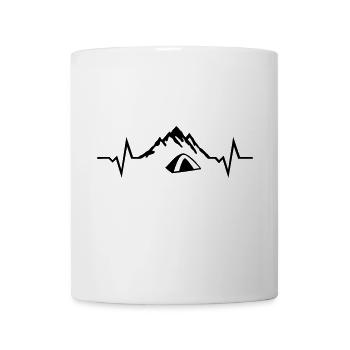 Hiking & Camping Heartbeat - Mountain & Tent ECG - Mug - white - Front