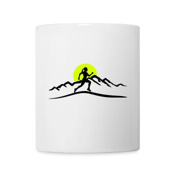 Running Woman, Runner & Mountains & Sun - Mug - white - Front