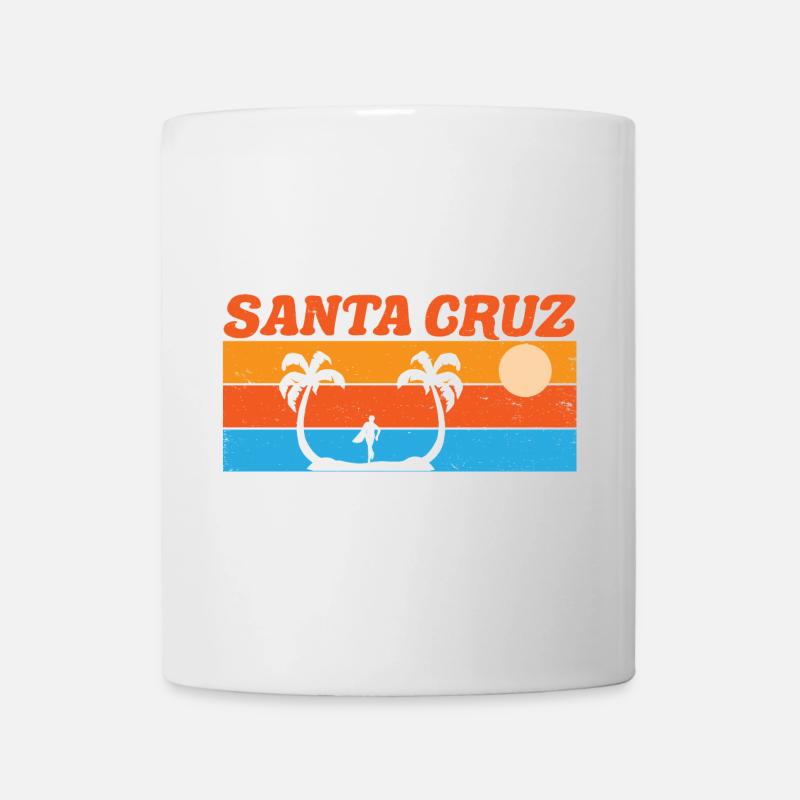 Santa Cruz Surf Rétro Coucher de soleil - Mug blanc - blanc