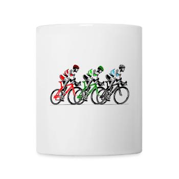 Three cyclists on the move - Mug - white - Front