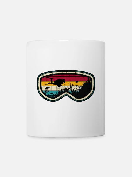 Retro Diver Sunset Silhouette - Tasse - Weiß