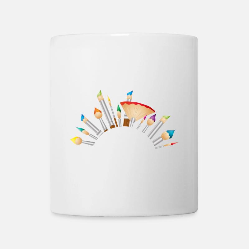 halber Rahmen aus bunten Künstlerpinsel Set - Tasse - Weiß