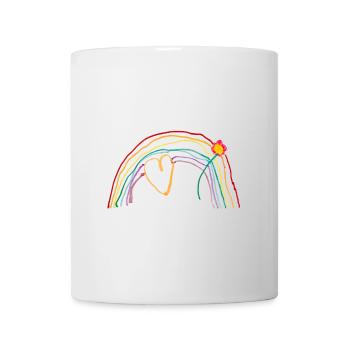 Regenbogen mit Herz und Blume - Tasse - Weiß - Vorne