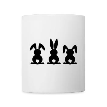 Kaninchen-Silhouette. Frohe Ostern oder Osterfeier. Ei. - Tasse - Weiß - Vorne