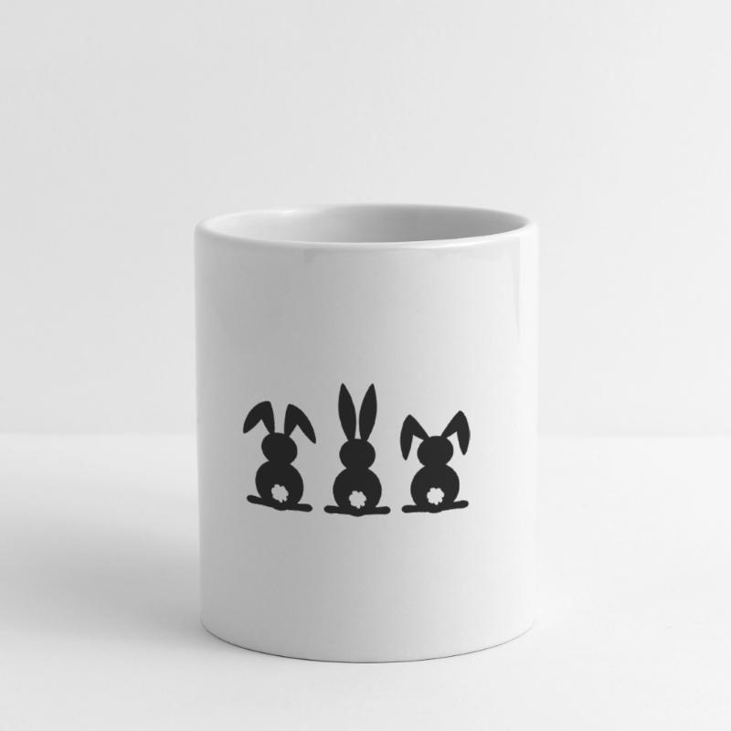 Rabbit silhouette. Happy Easter or Easter party. Egg. Mug