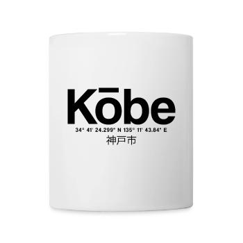 Kobe Japan Typografie mit Koordinaten - Tasse - Weiß - Vorne