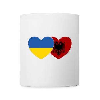 Ukraine Albanien Herz Flagge - Tasse - Weiß - Vorne