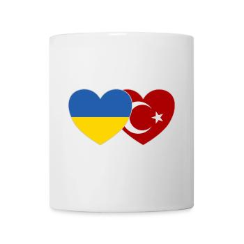 Ukraine Turkey Heart Flag - Mug - white - Front