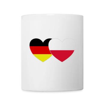 Deutschland Polen Flagge Herz - Tasse - Weiß - Vorne
