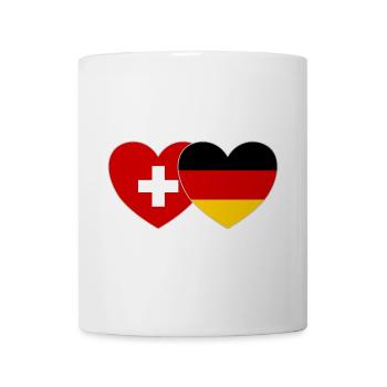 Schweiz Deutschland Flagge Herz - Tasse - Weiß - Vorne