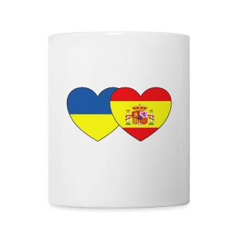 Ukraine Espagne Drapeau Cœur - Mug blanc - blanc - Devant