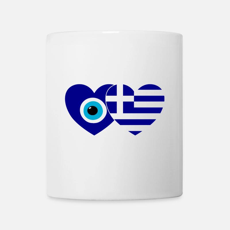 Drapeau de la Grèce Porte-bonheur Nazar Perle - Mug blanc - blanc