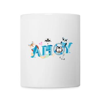 cute animals with English sailor greeting Ahoy - Mug - white - Front