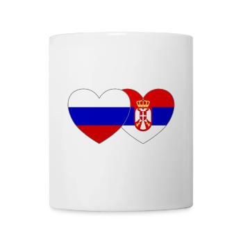 Russia Serbia Flag Heart - Mug - white - Front