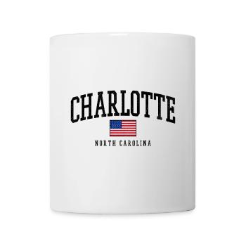 Description graphique de Charlotte, Caroline du Nord, États-Unis : - Mug blanc - blanc - Devant