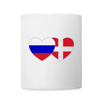 Russia Denmark Flag Heart - Mug - white - Front