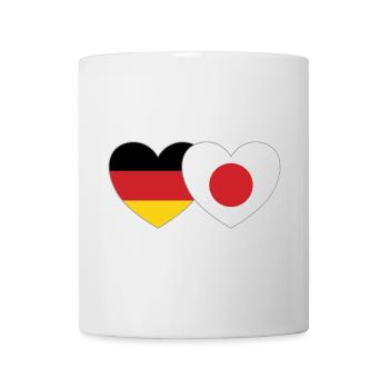 Deutschland Japan Flagge Herz - Tasse - Weiß - Vorne