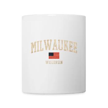 Bannière vintage de Milwaukee, Wisconsin - Mug blanc - blanc - Devant