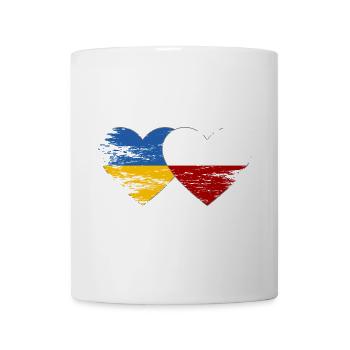 Ukraine Polen Flagge used Herz - Tasse - Weiß - Vorne