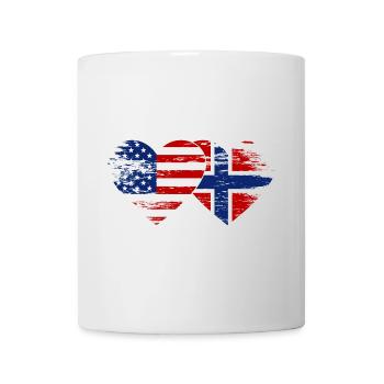 USA Norway flag used heart - Mug - white - Front