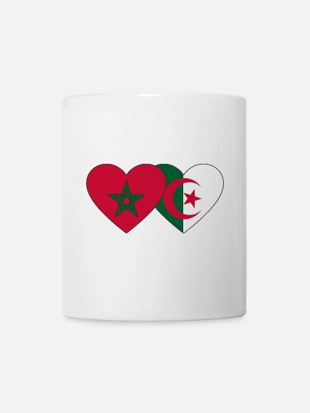 Maroc Algérie Drapeau Coeur - Mug blanc - blanc