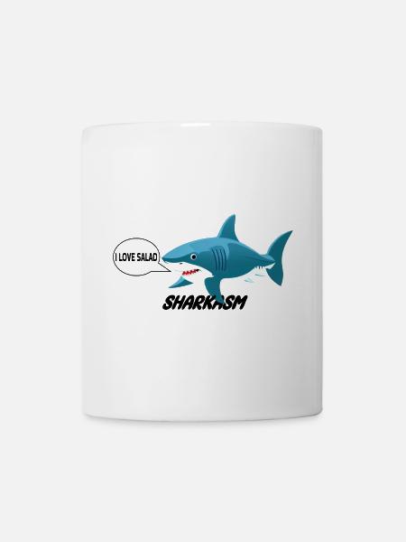 Drôle de requin, j’adore la salade, blague végétalienne - Mug blanc - blanc