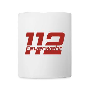 Feuerwehr Schriftzug 112 rot - Tasse - Weiß - Vorne