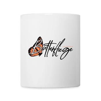 Butterfliege - Butterfly - Schmetterling, Wortwitz - Tasse - Weiß - Vorne