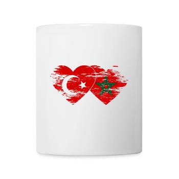 Türkei Marokko Flagge Herz used - Tasse - Weiß - Vorne