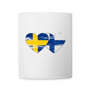 Suède Finlande Drapeau Coeur utilisé - Mug blanc - blanc - Devant
