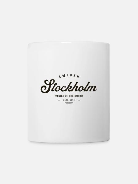 Stockholm Vintage Script Logo - Tasse - Weiß