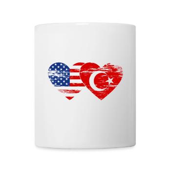 Turkey USA flag heart used - Mug - white - Front