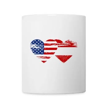 USA Austria flag heart used - Mug - white - Front