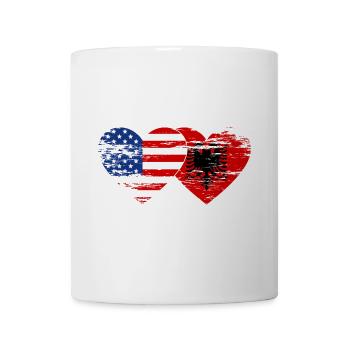 USA Albania flag heart used - Mug - white - Front