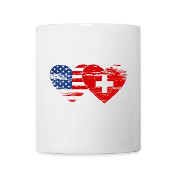 Cœur de drapeau de la Suisse des États-Unis utilisé - Mug blanc - blanc - Devant