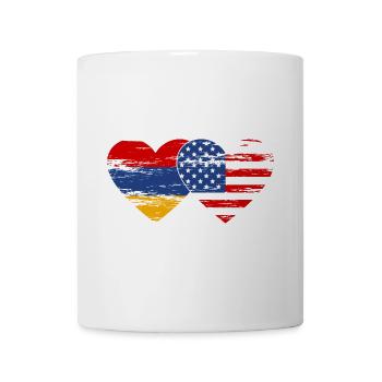 Armenia USA flag heart used - Mug - white - Front