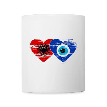 Albanie Nazar drapeau perle coeur utilisé - Mug blanc - blanc - Devant
