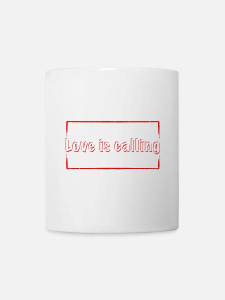 Love is calling in red - Tasse - Weiß