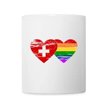 Schweiz Regenbogen Flagge used - Tasse - Weiß - Vorne
